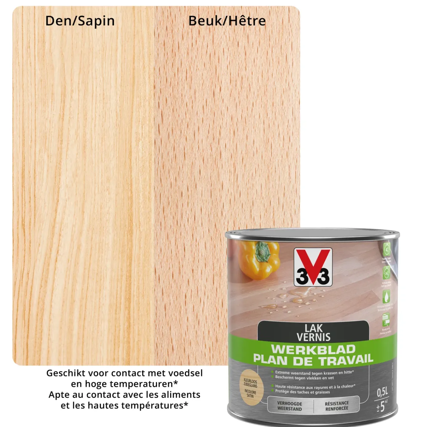 V33 werkbladvernis zijdeglans kleurloos 500ml