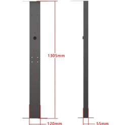 Grodt Wallbox Paal Universeel Van Zwart Aluminium | 130 Cm Hoog Met Kabelgoot En Afdakje