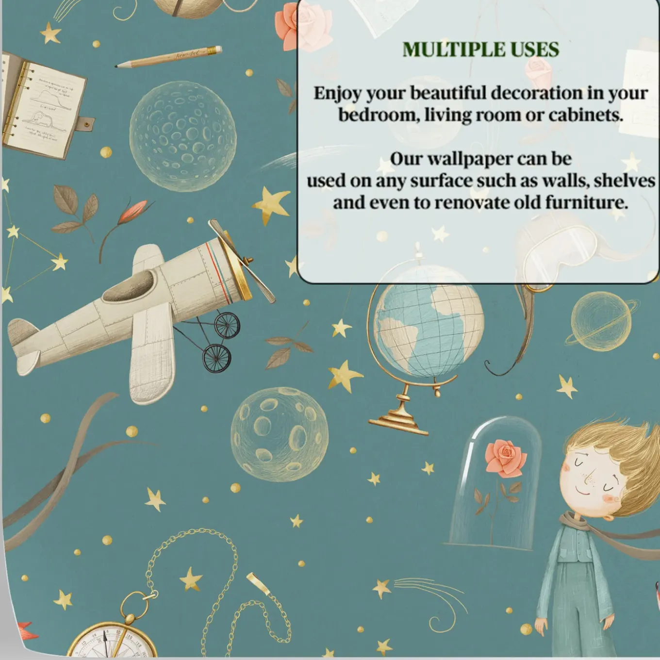 Wallpapers4beginners - Behang - De Kleine Prins - Vegan Papier - 280x200cm, 5,5m2