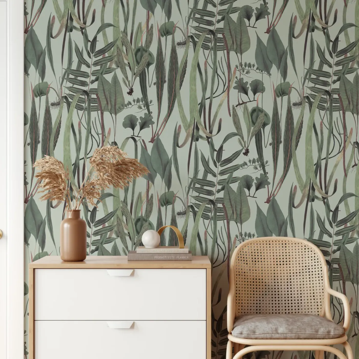 Wallpapers4beginners - Behang - Groen Botanisch - Vegan Papier - 280x200cm, 5,5m2