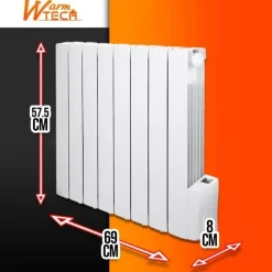 WARM TECH Vloeistofinertie Elektrische Radiator 1200w 230v Tot 50m3 Wit