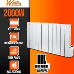 Warm Tech - Vloeistoftraagheidsradiator 2000w 12 Elementen - Warm Tech