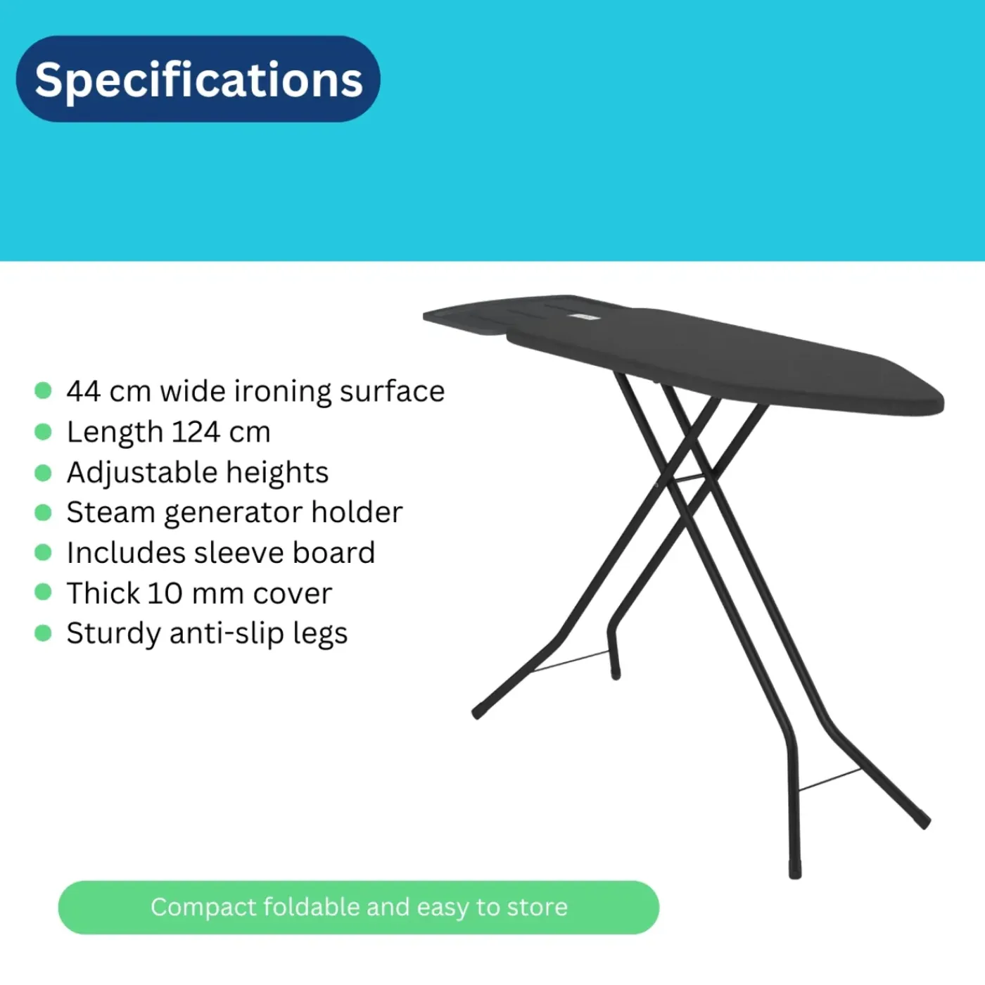 Wasophoogte Strijkplank - Extra Brede Strijkplank Stoomgenerator - 124*44 Cm - 4 Verstelbare Hoogte