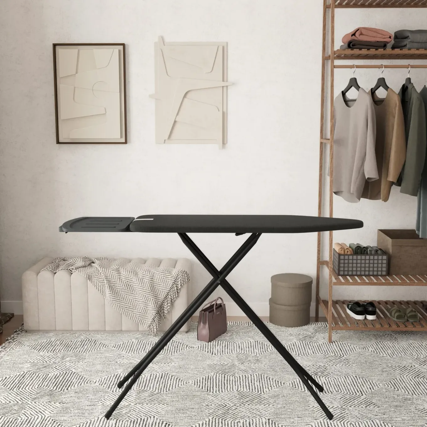 Wasophoogte Strijkplank - Met Strijkplank Stoomgenerator Plateau - 122*38 Cm - 4 Verstelbare Hoogte