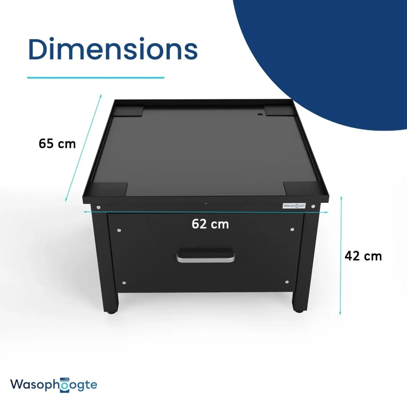 Wasophoogte Wasmachine Verhoger Met Lade - 42cm Hoog - Zwart - Universeel