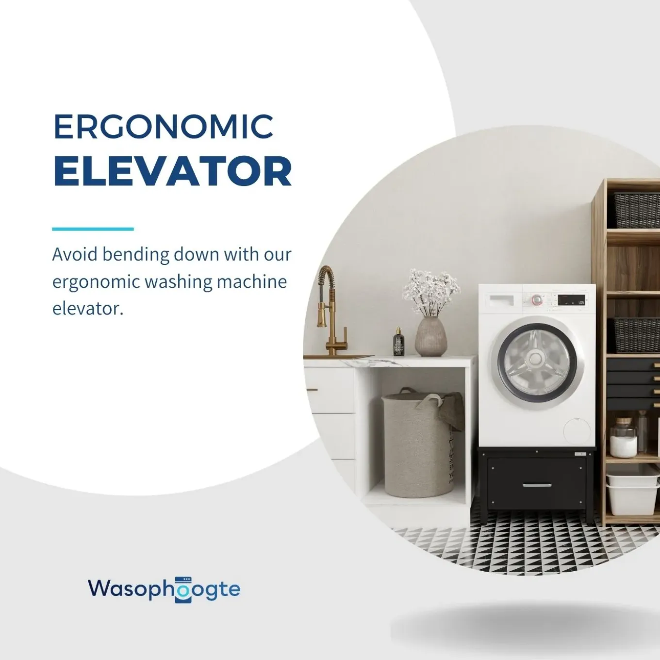 Wasophoogte Wasmachine Verhoger Met Lade - 42cm Hoog - Zwart - Universeel
