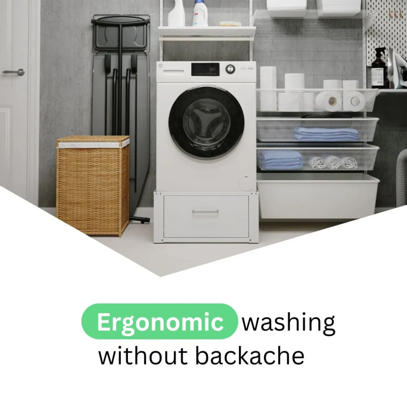 Wasophoogte Wasmachine Verhoger Met Lade - 31cm Hoog - Wit - Universeel