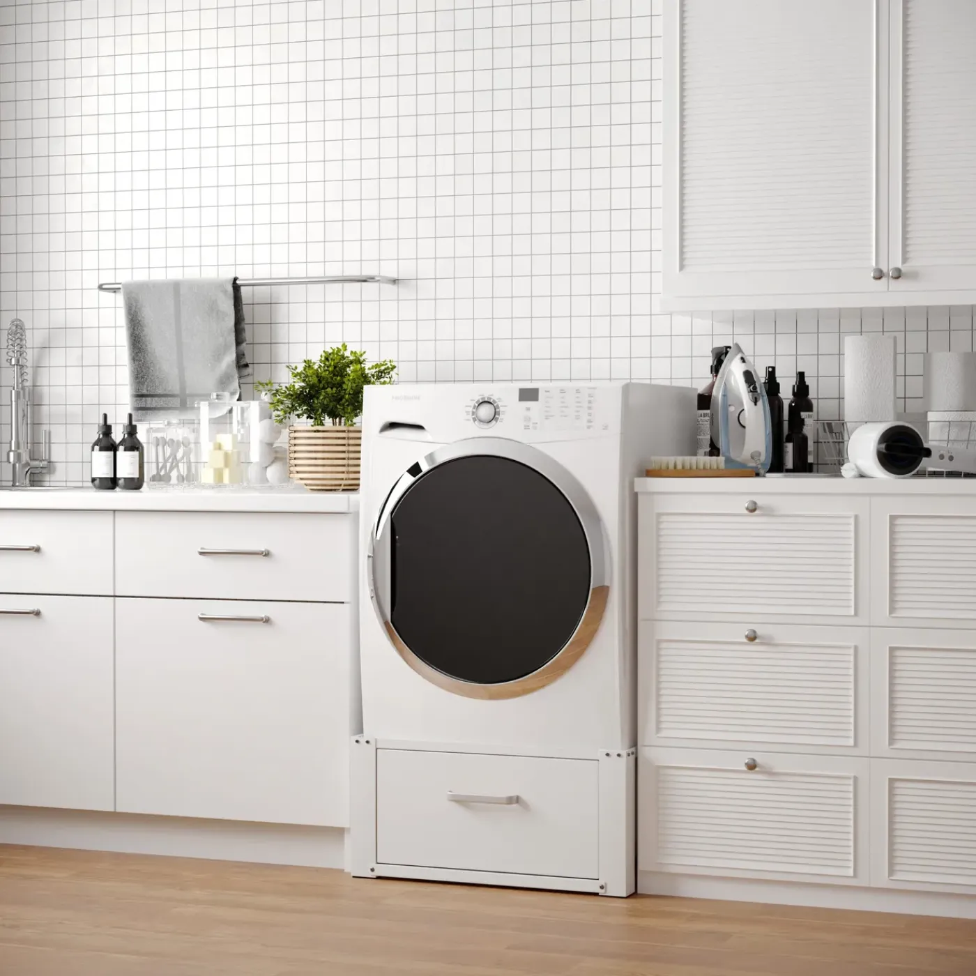 Wasophoogte Wasmachine Verhoger Met Lade - 31cm Hoog - Wit - Universeel