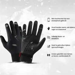 FlinQ Waterafstotend- en winddichte Handschoenen Premium - Touchscreen - Zwart -XL