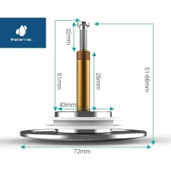 Waterval Afvoerplug Bad - Universele Badplug Waterstopper Badkuip - 72 Mm Zilver
