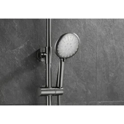 WEBO Doucheset - EUPHORIA Regendouche Gun Metal- Doucheset Met Thermostaatkraan