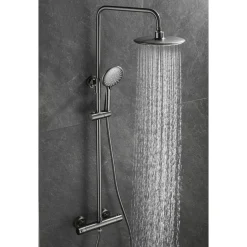 WEBO Doucheset - EUPHORIA Regendouche Gun Metal- Doucheset Met Thermostaatkraan