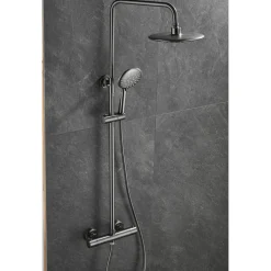 WEBO Doucheset - EUPHORIA Regendouche Gun Metal- Doucheset Met Thermostaatkraan