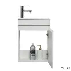 Webo Toiletmeubel Compleet Set 40x22cm Mat Wit (inclusief Overloop, Kraan, Sifon En Clickwaste)