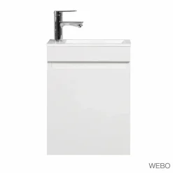 Webo Toiletmeubel Compleet Set 40x22cm Mat Wit (inclusief Overloop, Kraan, Sifon En Clickwaste)