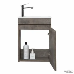 Webo Toiletmeubel Compleet Set 40x22cm Grijs (inclusief Overloop, Kraan, Sifon En Clickwaste)