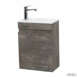 Webo Toiletmeubel Compleet Set 40x22cm Grijs (inclusief Overloop, Kraan, Sifon En Clickwaste)