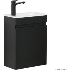 WEBO sanitair Webo Toiletmeubel Compleet Set 40x22cm Mat Zwart (inclusief Overloop, Kraan, Sifon En Clickwaste)