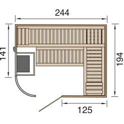 Weka design sauna Sara 2 9,6 kW BioS 194x244cm