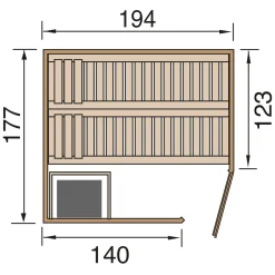 Weka hoeksauna Kiruna 2 4,5kW OS 230V 177x194cm