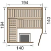 Weka hoeksauna Varberg 3 GTF, 7,5 Kw OS 194x194cm
