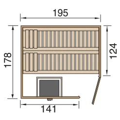 Weka 45mm sauna Turku 1 7,5 kW BioS 178x195cm