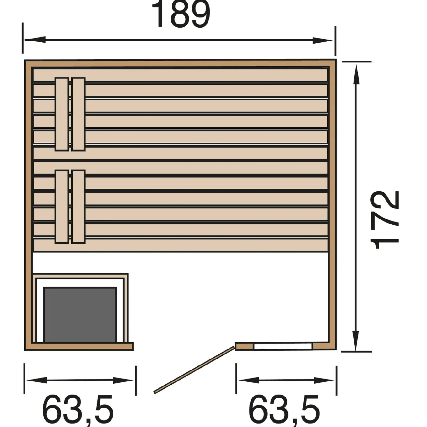 Weka 38mm sauna Valida 9,0 kW OS 172x189cm