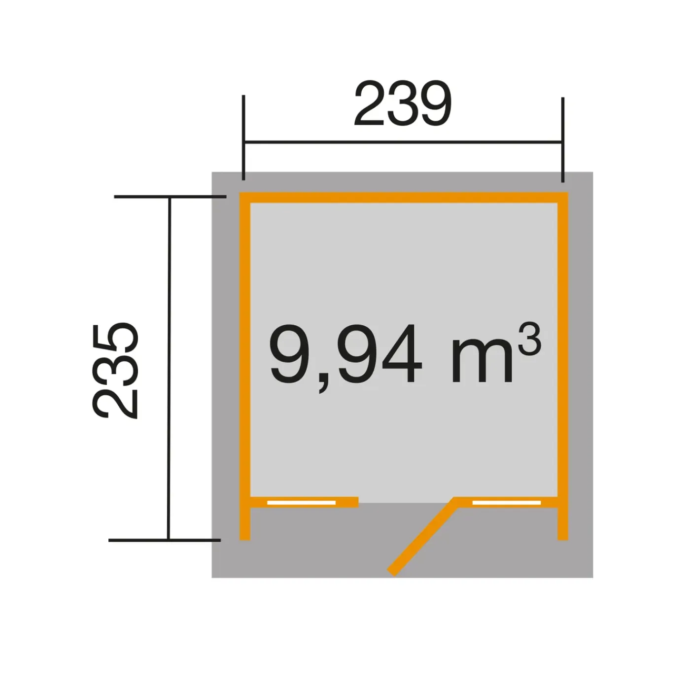 Weka tuinhuis 263 GR1 antraciet 235x239cm