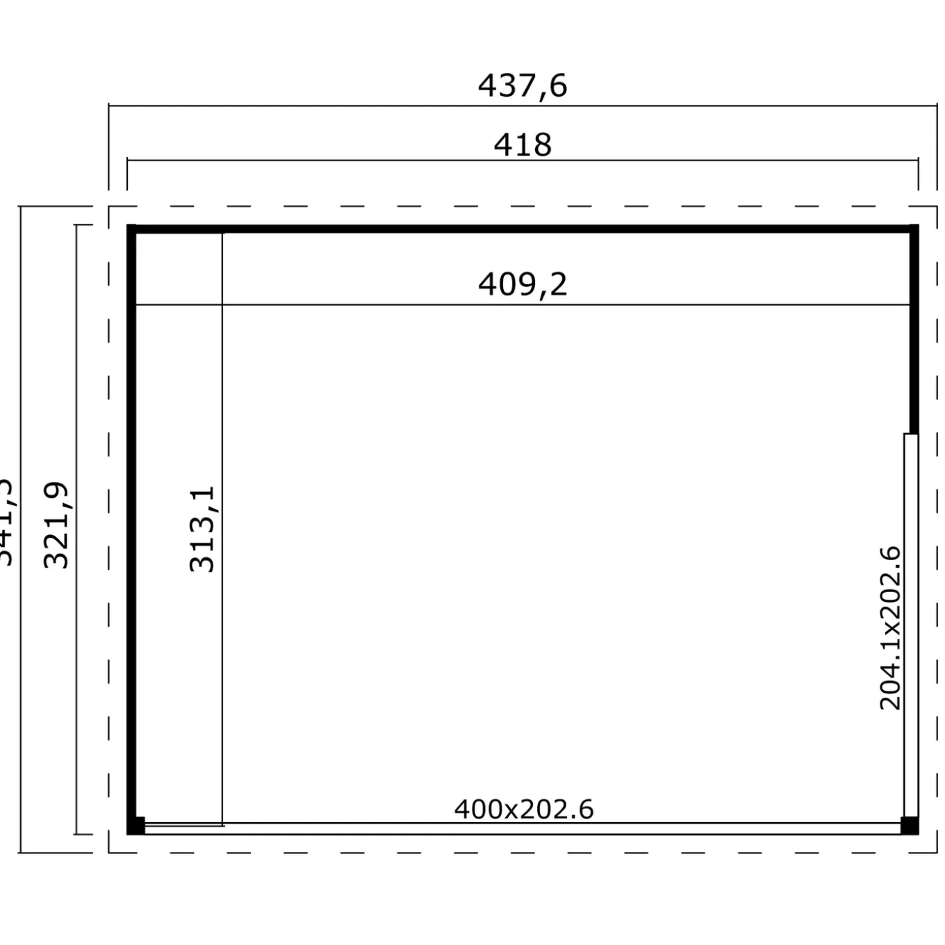 Weka tuinhuis 412 GR2 322x418cm