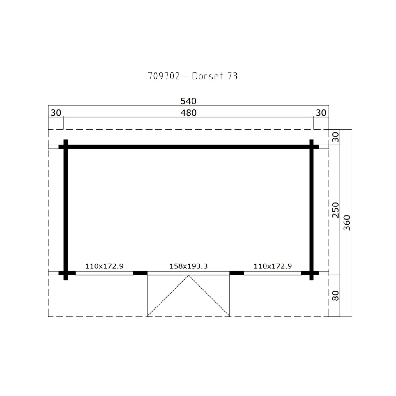 Weka weekendhuis 709 GR2 250x480cm