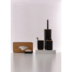 Wenko Badkameropberger Rotello - Tissuebox - Zwart - 24x7,5x12,7cm