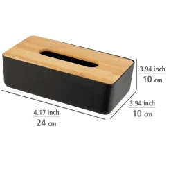 Wenko Badkameropberger Rotello - Tissuebox - Zwart - 24x7,5x12,7cm