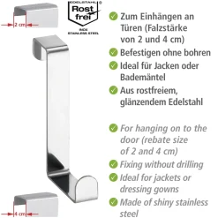 Wenko deurhaken 6 stuks RVS
