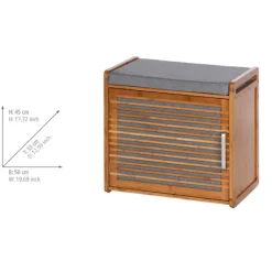 Wenko schoenenkast Bahari met zitkussen bamboe/grijs 50x45x33cm