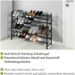 Wenko telescopisch schoenenrek Hero antislip zwart