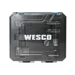 WESCO accuboormachine/schroefmachine – 18 V – set met 50 accessoires – 2 lithium-ion batterijen – snellader – stevige koffer – complete doe-het-zelf kit