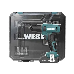 WESCO accuboormachine/schroefmachine – 18 V – set met 50 accessoires – 2 lithium-ion batterijen – snellader – stevige koffer – complete doe-het-zelf kit
