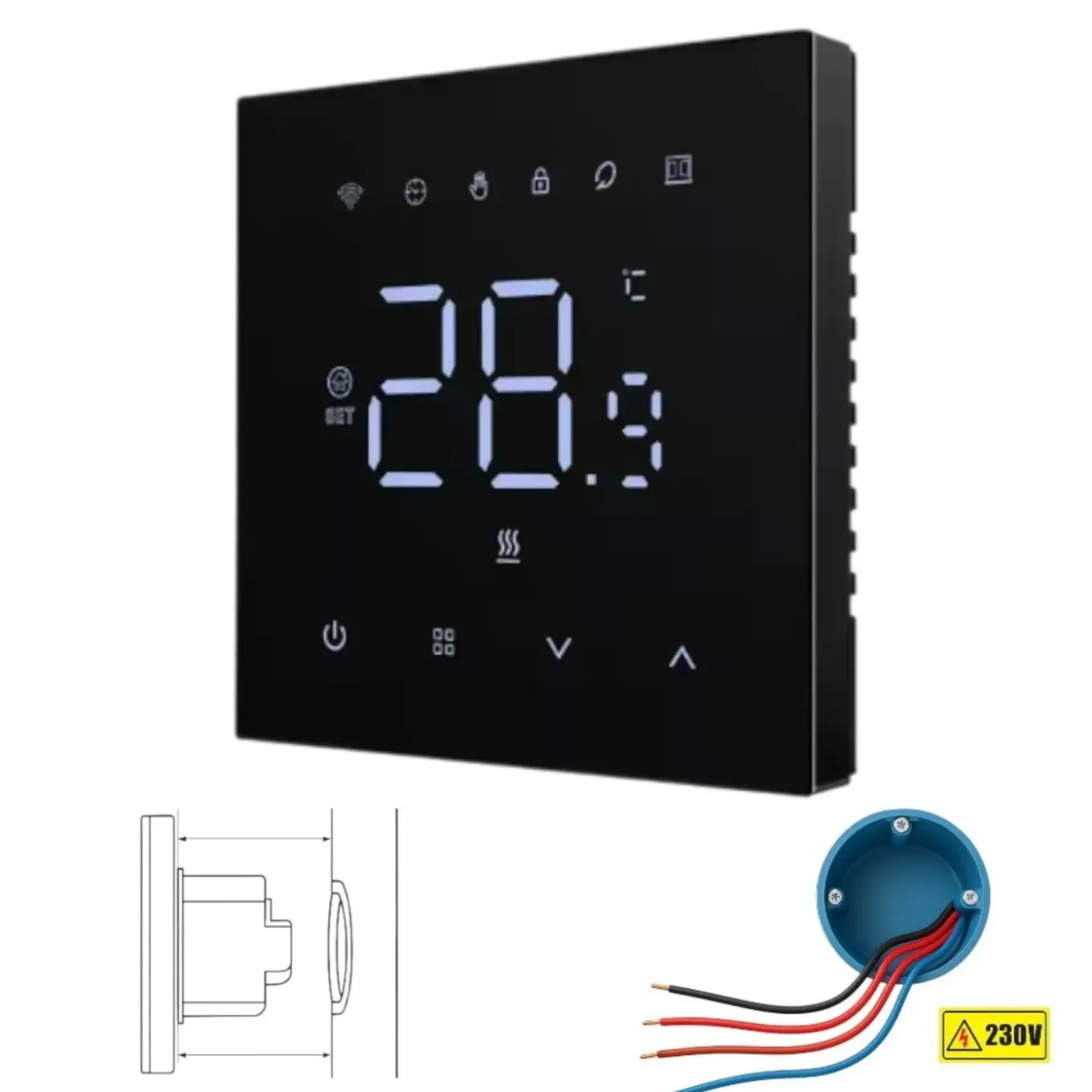 Wifi Inbouw Thermostaat Voor Watergedragen Vloerverwarming Met Ntc Sensor En App Bediening
