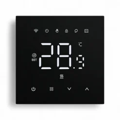 Wifi Inbouw Thermostaat Voor Elektrische Vloerverwarming Met Zwart Touchscreen En App Bediening