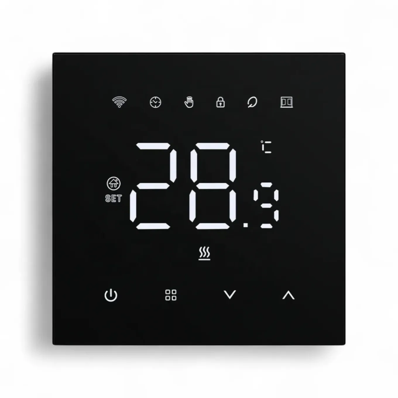 Wifi Inbouw Thermostaat Voor Elektrische Vloerverwarming Met Zwart Touchscreen En App Bediening