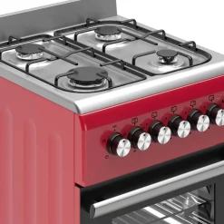 Wiggo - Vrijstaande Gasfornuis - Wo-e506a(rx) - Rood - 50 Cm