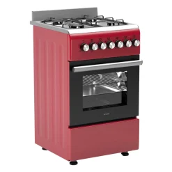 Wiggo - Vrijstaande Gasfornuis - Wo-e506a(rx) - Rood - 50 Cm