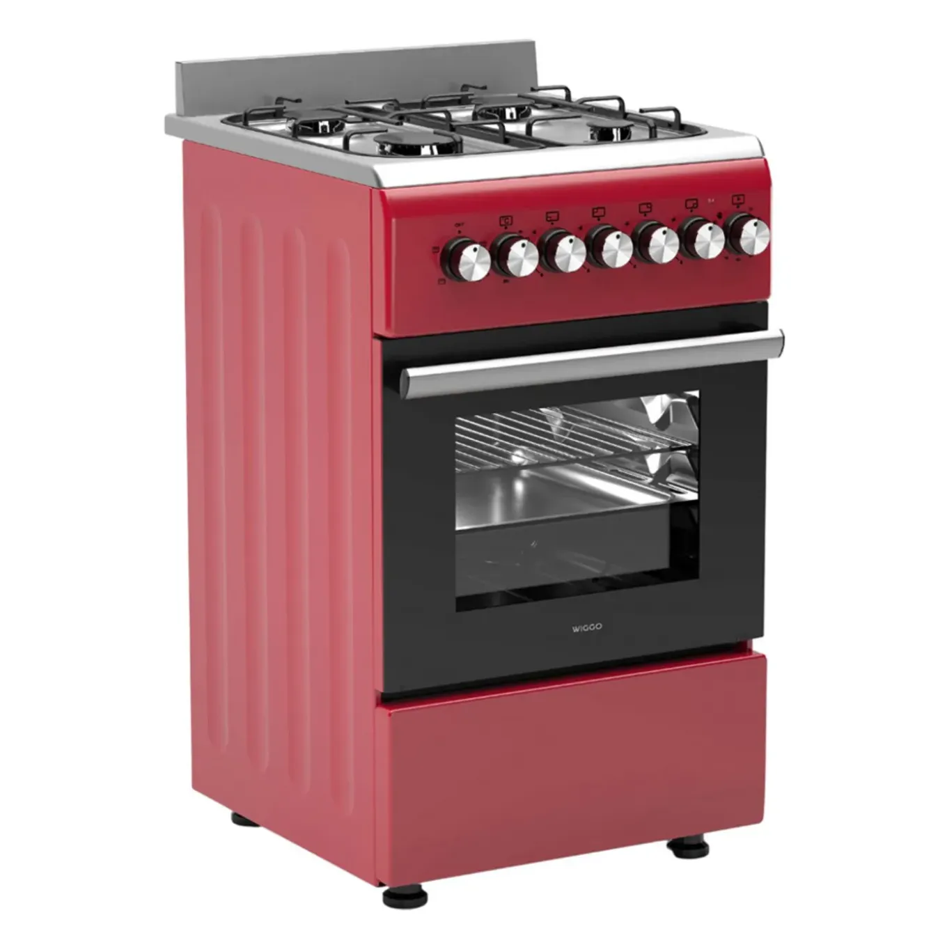 Wiggo - Vrijstaande Gasfornuis - Wo-e506a(rx) - Rood - 50 Cm