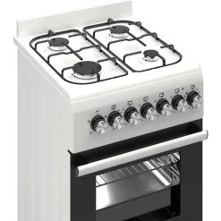 Wiggo - Vrijstaande Gasfornuis - Wo-e506a(ww) - Wit - 50 Cm