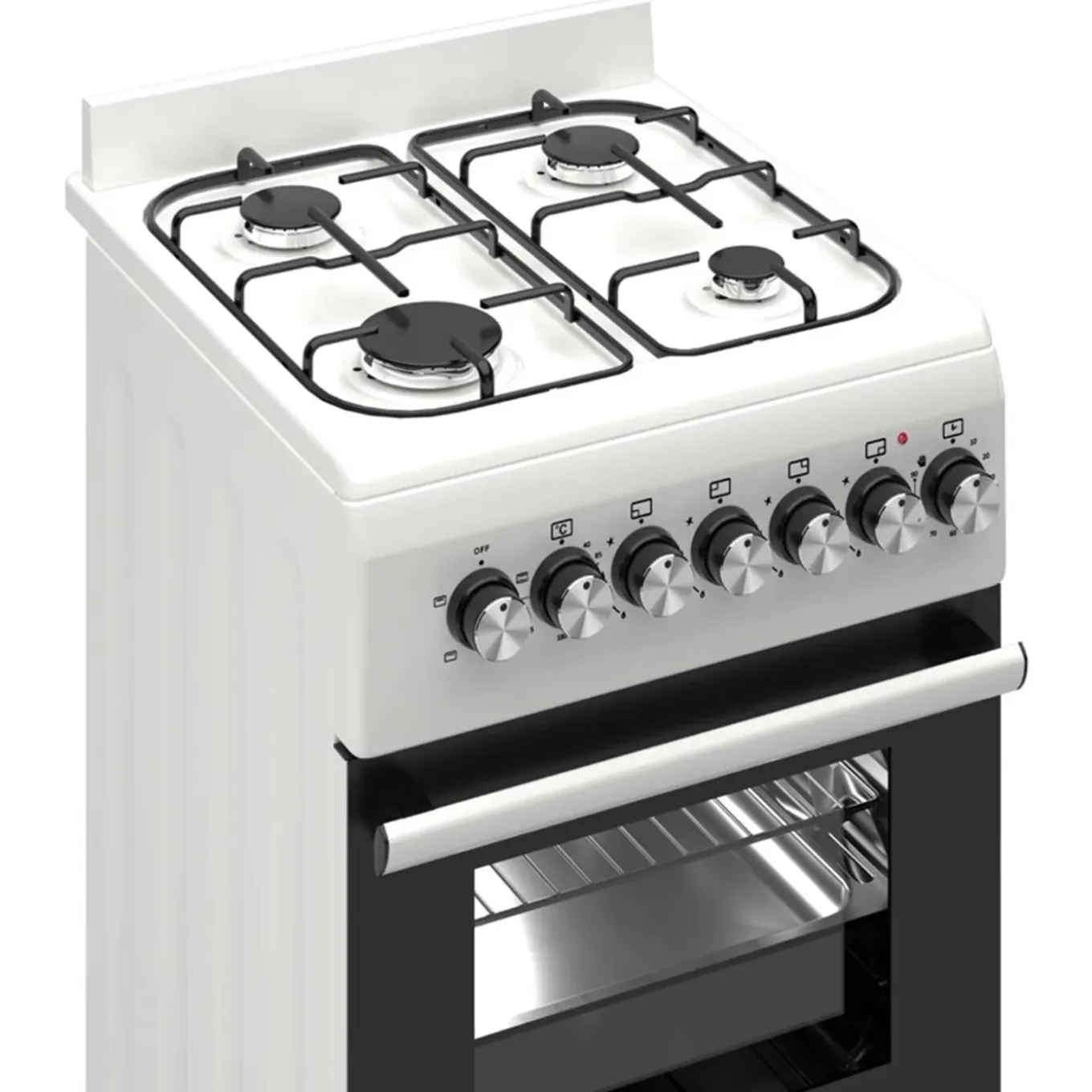 Wiggo - Vrijstaande Gasfornuis - Wo-e506a(ww) - Wit - 50 Cm
