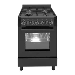 Wiggo - Vrijstaande Gasfornuis - Wo-e605r(bb) - Zwart - 60 Cm