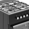 Wiggo - Vrijstaande Gasfornuis - Wo-e606a(bx) - Zwart - 60 Cm