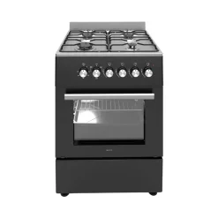 Wiggo - Vrijstaande Gasfornuis - Wo-e606a(bx) - Zwart - 60 Cm