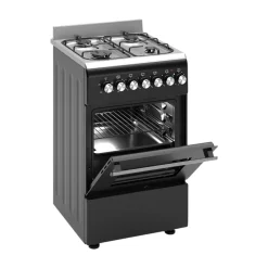 Wiggo - Vrijstaande Gasfornuis - Wo-e506a(bx) - Zwart - 50 Cm