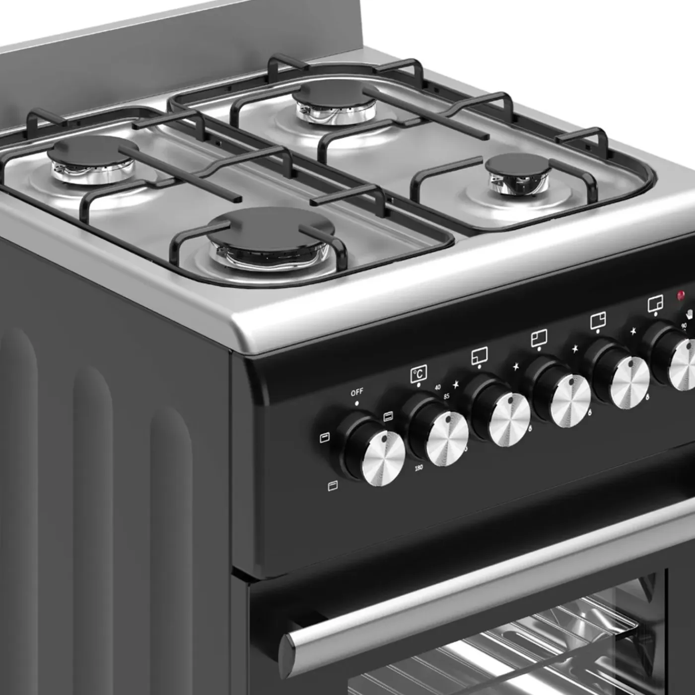 Wiggo - Vrijstaande Gasfornuis - Wo-e506a(bx) - Zwart - 50 Cm